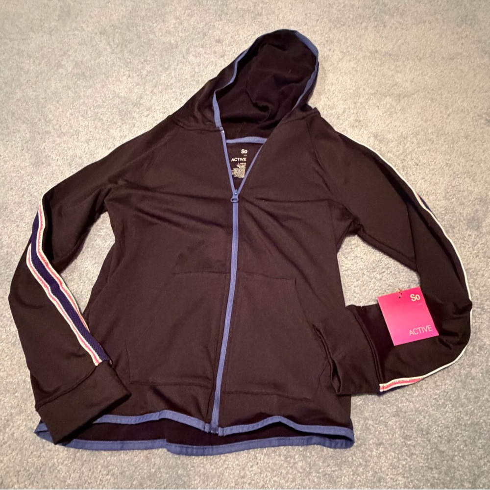 NWT - So Black Active Performance Zip Up Hoodie - Girls L (10/12)